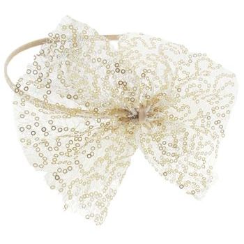 SBNY Accessories - Couture - Magnolia - Lace and Sequin Bow Skinny Headband - Champagne