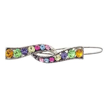 Karen Marie - Mini Crystal Ribbon Barrette - Rainbow (1)