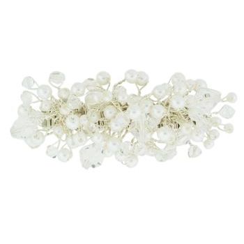 Balu - Small Pearl & Crystal Cluster Barrette - Silver (1)