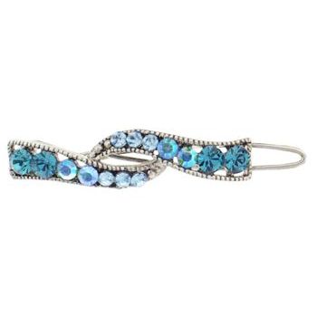 Karen Marie - Mini Crystal Ribbon Barrette - Aqua (1)