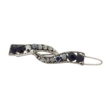 Karen Marie - Mini Crystal Ribbon Barrette - Smoke (1)