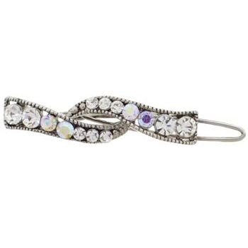 Karen Marie - Mini Crystal Ribbon Barrette - White (1)