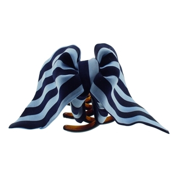 Rachel Weissman - Two Tone Silk Stripe Bow Claw - Sky & Navy (1)