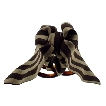 Rachel Weissman - Two Tone Silk Stripe Bow Claw - Light & Dark Chocolate (1)