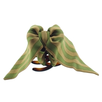 Rachel Weissman - Two Tone Silk Stripe Bow Claw - Gold & Kiwi (1)