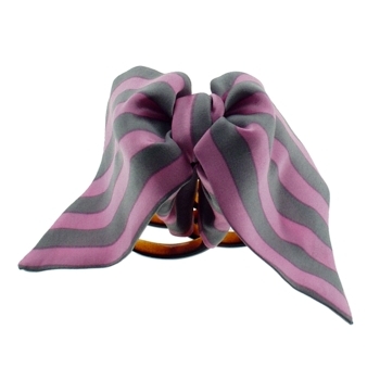 Rachel Weissman - Two Tone Silk Stripe Bow Claw - Pink & Silver (1)