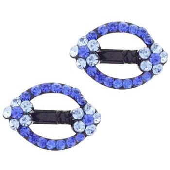 Smoothies - Gem Round Floral Clips - Blue