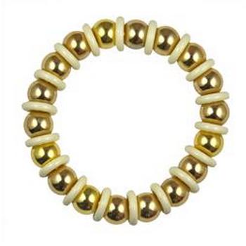 Tarina Tarantino - CocoBanana - Golden Metal Bead and Lucite Stretch Bracelet