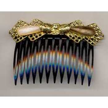 Black Art Deco Comb - Gold Accents