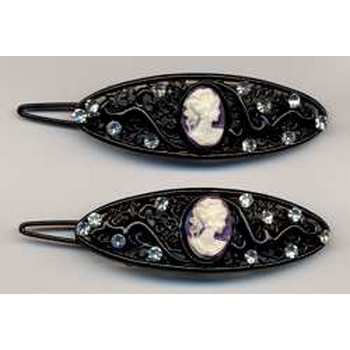 Cameo Crystal Barrettes - Light Plum