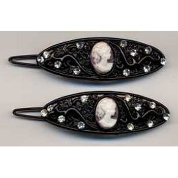 Cameo Crystal Barrettes - Pink