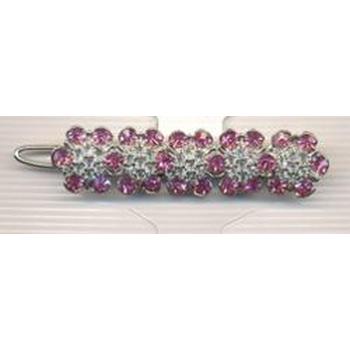 Five Flower Barrette - Pink w/ White