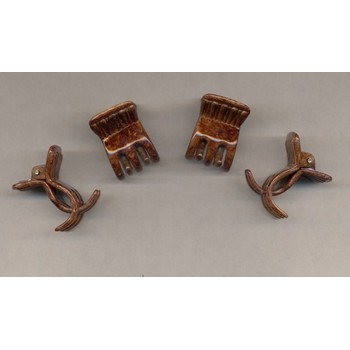 Set of Four Mini Claw Clips - Coffee