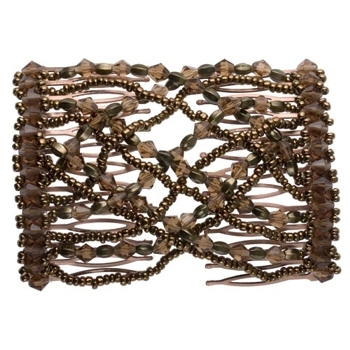 Evita Peroni - Lorena Double Comb - Smoked Topaz - Connected Beaded Combs