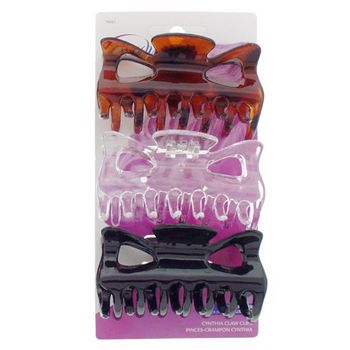 Goody - Cynthia Claw Clips - Assorted Tort, Crystal & Black (Set of 3)