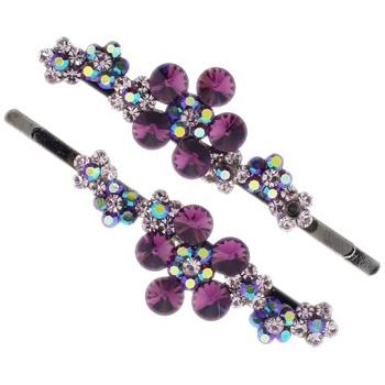 Karen Marie - Crystal Flower Vine Bobby Pins - Lavender (Set of 2)