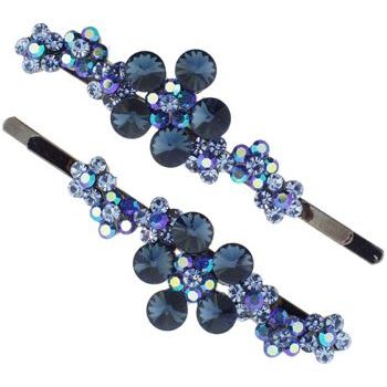 Karen Marie - Crystal Flower Vine Bobby Pins - Sapphire (Set of 2)