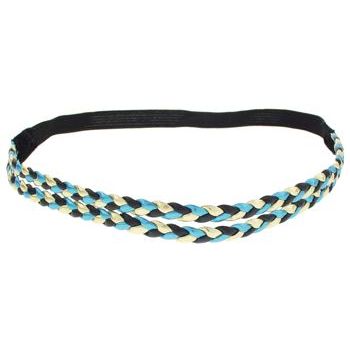 SBNY Accessories - Double Braided Stretch Headband - Laser Blue, Black, and Gold