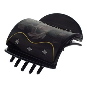 Karen Marie - Oriental Flat Claw - Smoke Flowers and Wavy Gold Lines (1)