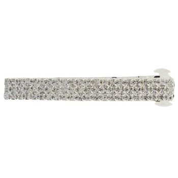 Bijoux Designs - Brilliant White Large Bar Barrette - Silver (1)