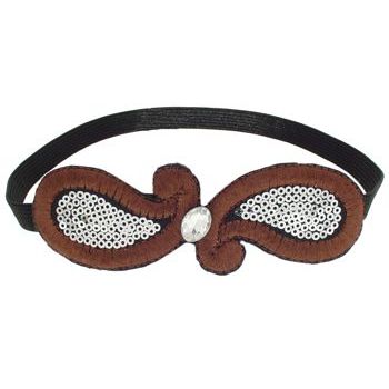 SBNY Accessories - Metallic Paisley Stretch Headband - Dark Bronze
