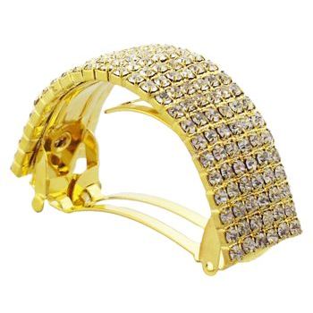 Bijoux Designs - Brilliant White Crystal Hued Circular Pony Barrette - Gold Hued (1)