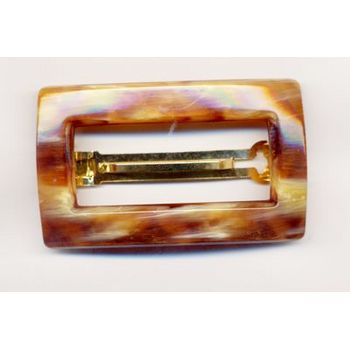 France Luxe - Rectangle Buckle Barrette - Caramel Horn