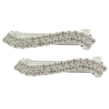 Bijoux Designs - Brilliant White S-Line Barrettes (2) - Silver