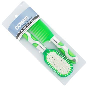 Conair Accessories - Lots Of Dots - Travel Comb & Brush Set - Lime (Set of 2)