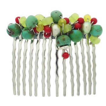 Natasha B. - Olivine & Turquoise Beaded Comb (1)