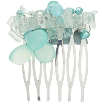 Natasha B. - Clear Crystal & Aquamarine Encrusted Comb (1)