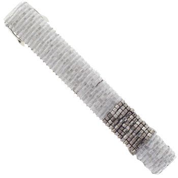 Winter Shaw - Bold Stripe Beaded Barrette - Ice White & Steel