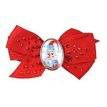 Tarina Tarantino - Santa Claus - Mrs. Claus - Swarovski Crystal and Santa Bow Anywhere Hair Clip