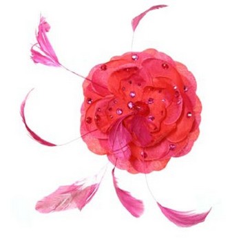 Tarina Tarantino - Large Poppy Flower & Feather Anywhere Clip - Fuchsia