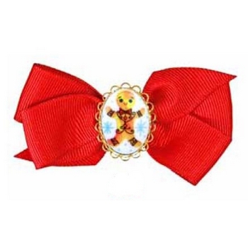 Tarina Tarantino - Santa Claus - Holly Jolly - Gingerbread Man Bow with Golden Frame Anywhere Hair Clip