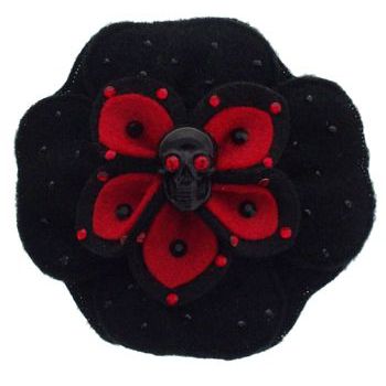 Tarina Tarantino - Sugar Skulls - Felt Flower Anywhere Hair Clip - Black