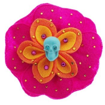 Tarina Tarantino - Sugar Skulls - Felt Flower Anywhere Hair Clip - Fuchsia