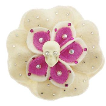 Tarina Tarantino - Sugar Skulls - Felt Flower Anywhere Hair Clip - Ivory