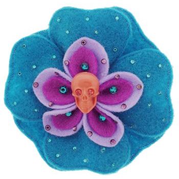 Tarina Tarantino - Sugar Skulls - Felt Flower Anywhere Hair Clip - Turquoise