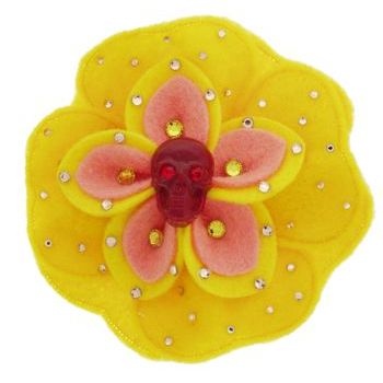 Tarina Tarantino - Sugar Skulls - Felt Flower Anywhere Hair Clip - Yellow