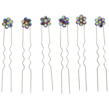 HB HairJewels - Austrian Crystal French Hairpins - Light Amethyst AB w/Silver (Set of 6)