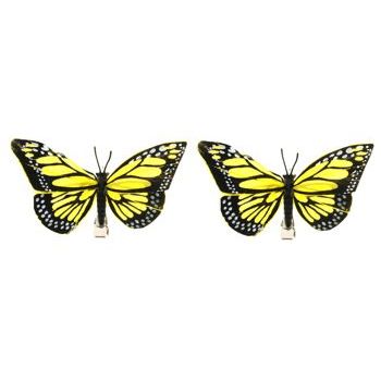 HB HairJewels - Lucy Collection - Monarch Butterfly Hairclips - Yellow (Set of 2)