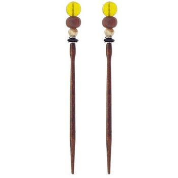 Mei Fa - Hairstyx - Amberlight - Long Brown Hairsticks - (Set of 2)