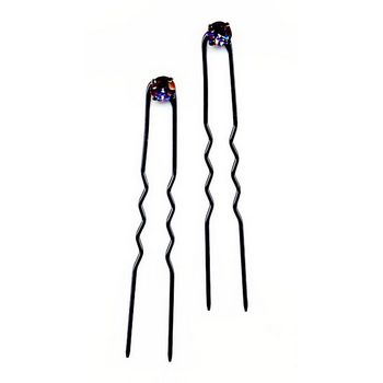 HB HairJewels - Crystal French Hairpins - Amethyst/Black (Set of 2)