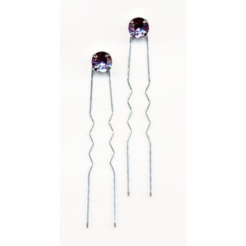 HB HairJewels - Crystal French Hairpins - Amethyst/Silver (Set of 2 pins)