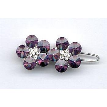 Austrian Glass Flower Barrettes - Amethyst