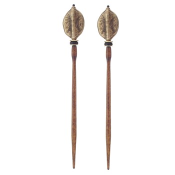 Mei Fa - Hairstyx - Aztec Gold - Long Brown Hairsticks - (Set of 2)