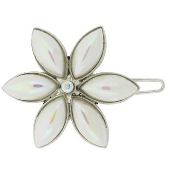 Fred & Lola - Glass Floral Barrette (1) - Opaque White