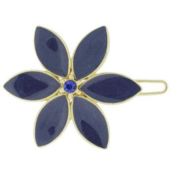 Fred & Lola - Enamel Floral Barrette (Gold) (1) - Navy Blue