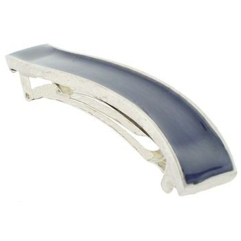 Fred & Lola - Enamel Wave Barrette (1) - Denim on Silver